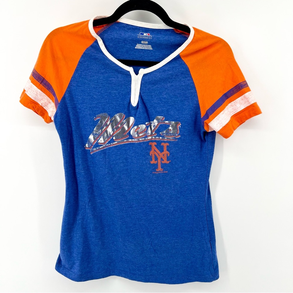 New York Mets baseball Blue & Orange Tshirt women’s small 100% cotton